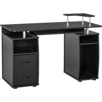 HOMCOM Computertisch Schreibtisch Bürotisch Home Office reichlich Stauraum 2 Schubladen Druckregal Schwarz 120 x 55 x 85 cm Aosom