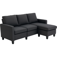 HOMCOM Ecksofa Stoffsofa L-Form mit wendbarer Chaiselongue, Couchgarnitur Leinen Dunkelgrau 197x139x91cm für Wohnzimmer Aosom.de