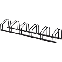 HOMCOM Fahrradständer Radständer Aufstellständer wetterfest langlebig Boden- und Wandmontage Stahl bis 6 Fahrräder Schwarz 179 x 33 x 27 cm Aosom