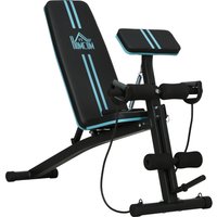 HOMCOM Klappbare verstellbare Trainingsbank, verstellbare Bank für Bankdrücken, Bizepscurls, Rücken- und Bauchmuskeltraining, mit Beinextensor, Stahl, Schwarz Blau Aosom