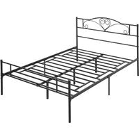 HOMCOM Bett 140 x 200 cm Stahl mit Lattenrost Bettrahmen mit Unterbettaufbewahrung, Kopf- und Fußteil, Doppelbett, Bettgestell, 31 cm hoch, Einfache Montage Schwarz Aosom