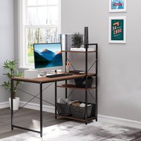 HOMCOM Schreibtisch Computertisch Arbeitstisch Bürotisch mit Regal Schwarz 120x64x121cm Aosom