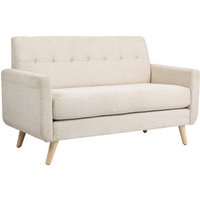 HOMCOM 2 Sitzer Sofa, Couch mit Dickem Sitz- und Rückenkissen, Samtoptik, Polstersofa mit Holzbeine, Doppelsofa im Modern-Stil für Wohnzimmer, Schlafzimmer, Beige Aosom