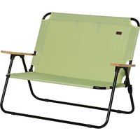 Outsunny Campingstuhl 2-Sitzer klappbar tragbar Gartenstuhl Regiestuhl Klappstuhl mit Getränkehalter für Outdoor Picknick Wandern max. Belastung 160 kg Hellgrün 114 x 67 x 80 cm Aosom
