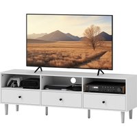HOMCOM TV Ständer TV Möbel TV Bank für Fernseher bis zu 75" mit 3 Schubladen, 3 offenen Regalen und Kabelmanagement, für Wohnzimmer Schlafzimmer, 140 x 34 x 45 cm, weiß Aosom