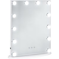 HOMCOM Schminktisch mit Hollywood-Spiegel, beleuchteter Kosmetikspiegel mit 12 LEDs, 3 Farbtemperaturen, USB-Anschluss, 41,5x13,5x51cm Aosom.de