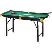 SPORTNOW Billardtisch klappbar 4,6ft 140 x 60 x 55-75 cm Tischbillard mit Zubehör 2 Queues 16 Kugeln für Jugendliche Erwachsene Grün Aosom.de