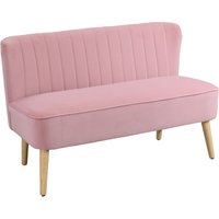 HOMCOM 2-Sitzer Stoffsofa, belastbar bis 150 kg, Zweisitzer Küchensofa, Retro Sofa, Skandi Sofa, Rosa Aosom.de