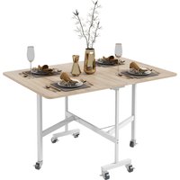 HOMCOM Esstisch für 4-6 Personen, klappbar mit Rollen, Stahlrahmen, belastbar bis 50 kg, Küchentisch in Eiche für Küche und Esszimmer Aosom.de