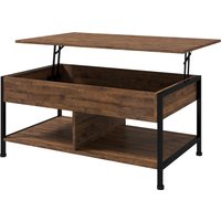 HOMCOM Couchtisch mit klappbarem Tablett - untere Regale, Stauraumtruhe - Maße 100L x 80B x 60H cm - rustikales schwarzes Holzoptik Aosom