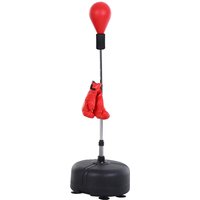 HOMCOM Punchingball mit Ständer, 136-154 cm höhenverstellbar Boxsack, Standboxball mit Boxhandschuhen, für Jugendliche und Erwachsene, für Ausrüstung, Stressabbau, Fitness, Rot Aosom