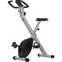 SPORTNOW Klappbares Heimtrainer-Fahrrad, Leises Fitnessfahrrad für drinnen mit 8-stufigem magnetischem Widerstand, Herzfrequenzsensor, verstellbarem Sitz, LCD-Bildschirm und Rollen, Grau Aosom