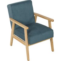 HOMCOM Loungesessel, Einzelsessel, modernes Design des mittleren Jahrhunderts, Samt Cord Stoff, massiver Holzstruktur, für Wohnzimmer, Schlafzimmer, Arbeitszimmer, blau Aosom