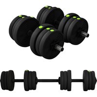 SPORTNOW 2-in-1 Hantel Set, 20 kg verstellbar Dumbbell Set mit 12 Hantelscheiben, bodenschonend für Krafttraining, Fitness, Gewichtheben, Schwarz Aosom