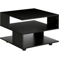 HOMCOM Beistelltisch mit 3 Regalen, Couchtisch mit verstellbaren Füßen, Nachttisch, Sofatisch für Wohnzimmer, Schlafzimmer, Schwarz, 60 x 60 x 45 cm Aosom