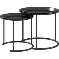 HOMCOM 2er-Set Couchtisch, rund Beistelltisch, stapelbar Wohnzimmertisch, Sofatisch für Wohnzimmer, Schlafzimmer, Flur, Stahl, Ø43/35 cm, Schwarz Aosom