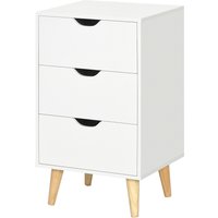 HOMCOM Kommode mit 3 Schubladen Nachtkonsole Aufbewahrungsmöbel im skandinavischen Stil aus Holz - 40 x 35 x 68,5 cm - Weiß Aosom