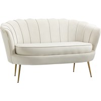 HOMCOM 2 Sitzer Sofa Couch Polstersofa Loveseat Armlehne Samt bis 150kg Wohnzimmer Schlafzimmer Creme 130x77x77cm Aosom