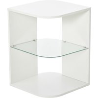 HOMCOM Beistelltisch 3-Schicht moderner Nachttisch mit 2 Ablagefächern geeignet für Wohnzimmer Schlafzimmer Material aus Spanplatte gehärtetem Glas Aosom