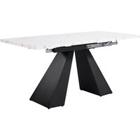 Ausziehbarer Esstisch, für Wohnzimmer und Homeoffice, 159x74x77cm, Weiß+Schwarz