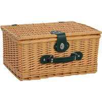 Outsunny Picknickkorb aus Weidenholz Picknickkoffer für 2 Personen mit Isoliert Kühlfach Besteck Set, Picknick Set Komplettset für Camping Strand Weihnachten Hellbraun Aosom