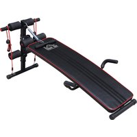 HOMCOM Bauchtrainer Trainingsbank Sit Up Bank Widerstandsbänder verstellbar bis 120kg 37,5x55,5x50-68cm Aosom