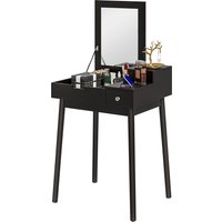 HOMCOM Schminktisch 2-in-1 mit Klappbarem Spiegel, Schminktisch mit Spiegel und 2 Schubladen, Max. Belastung 100kg, 60x50x85.5 cm, Schwarz Aosom