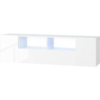 HOMCOM TV-Möbel, TV-Bank, TV-Möbel, bis zu 60 Zoll, mit LED-Lichtern, 2 Regalen und Schränken, glänzender Türplatte, 137 x 35 x 42 cm, weiß Aosom