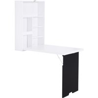 HOMCOM Wandtisch Wandklapptisch Klappschreibtisch mit Tafel Klappbarer Computertisch Esstisch MDF Schwarz+Weiß 60 x 94,5 x 147 cm Aosom