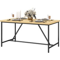 HOMCOM Esstisch für 6 Personen, rechteckiger Küchentisch im modernen Stil - Holzoptikplatte und schwarze Stahlbeine mit verstellbaren Fußkappen, 150 x 80 cm, natürlich Aosom