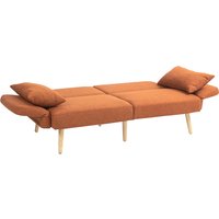 HOMCOM 3-Sitzer Schlafsofa, 2-Sitzer Schlafsofa, verstellbare Rückenlehne und Armlehnen, Schlafcouch aus Leinenoptik, Massivholzfüße, 2 waschbare Kissen, Braun Aosom
