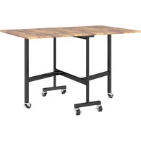 HOMCOM Esstisch Klappbar Küchentisch mit Rollen, Bremsen für 4-6 Personen, Klapptisch für kleine Räume, Küche, bis 100 kg belastbar, 120 x 80 x 73 cm, Rustikal-Braun Aosom
