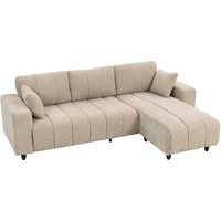HOMCOM Ecksofa, 3 Sitzer Couch mit umkehrbarer Chaiselongue, Kissen, Sofa in L-Form, Gepolstert Eckcouch mit Leinen-Optik für Wohnzimmer, Schlafzimmer 242 x 156 x 87 cm, Beige Aosom