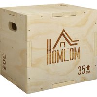 HOMCOM 3-in-1 Plyo Box Holz Plyometrische Sprungbox mit 3 Sprunghöhen Griffen Step-Up Jumping Box 40,5 x 35,5 x 30,5cm Plyometric Platform Fitnessgerät für Plyometrisches Training Workout Aosom