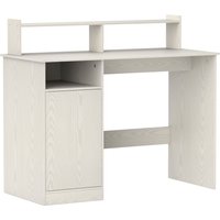 HOMCOM Schreibtisch PC mit Monitorständer, Moderner Computertisch mit Schrank und Regale für Zuhause und Büro, 108x50x94 cm, Cremeweiß Aosom