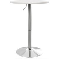 HOMCOM Runder Bartisch Hoher Küchentisch Stehtisch Höhenverstellbar 69-91 cm mit 360° drehbarer Tischplatte weiß und silberfarbenes Stahlgestell Aosom