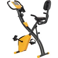 HOMCOM Faltbares Heimfahrrad, Heimtrainer für Erwachsene, 8 Stufen magnetischer Widerstand, Handpulssensoren, multifunktionales LCD-Display, verstellbarer Sitz, Stahl, Gelb, Grau Aosom