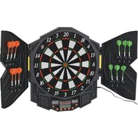 HOMCOM Elektronische Dartscheibe Dartboard mit Tür 216 Spiele inkl. 4 LED 12 Pfeile für bis zu 8 Spieler ABS PP 49x54,6x5,5 cm Aosom.de
