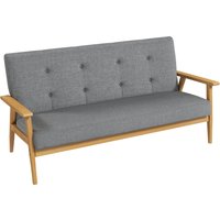 HOMCOM 3-Sitzer Sofa, Couch mit Armlehnen, Rückenkissen, Wohnzimmersofa mit Leinenoptik, Polstersofa für Wohnzimmer, Schlafzimmer 154,5 x 69,5 x 73 cm, Dunkelgrau Aosom