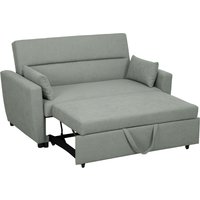HOMCOM Schlafsofa, 2-Sitzer Sofa mit Schlaffunktion, Verstellbare Rückenlehne, Couch mit Kissen, Samtoptik, Schlafcouch mit Bettkasten für Wohnzimmer, Gästezimmer, Hellgrau Aosom