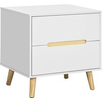 HOMCOM Nachttisch Nachtschrank Beistelltisch Nachtkommode mit 2 Schubladen Sofatisch für Wohnzimmer Schlafzimmer Modernes Design Weiß 50 x 40 x 50,5 cm Aosom