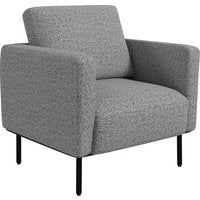 HOMCOM Lounge-Sessel aus Stoff, 1-Sitzer, Leinenoptik, Stahlbeine, bequemer Stuhl für Wohnzimmer, Schlafzimmer, Wohnzimmer, Büro, 79 x 76 x 65 cm, Grau, Schwarz Aosom
