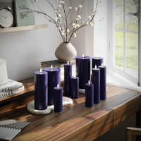 LED-Blockkerzen-Set – Königsblau – 3x 5 x 20 | 3x 5 x 12,5 | 2x 7,5 x 20 | 2x 10 x 20 cm