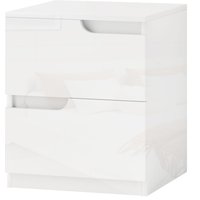 HOMCOM Nachtschrank Nachttisch mit 2 Schubladen, Beistelltisch für Wohnzimmer, Schlafzimmer, 40 x 40 x 48 cm, Hochglanzweiß Aosom