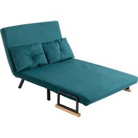 HOMCOM Schlafsofa 2-Sitzer Schlafcouch klappbar mit 5-stufig verstellbarer Rückenlehne und 2 gepolsterten Kissen, Samtstoff für Wohnzimmer, Gästezimmer, 102 x 73 x 81 cm, Dunkelblau Aosom