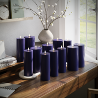LED-Blockkerzen-Set – Königsblau – 6 x 7,5 x 20 | 6 x 10 x 20 cm