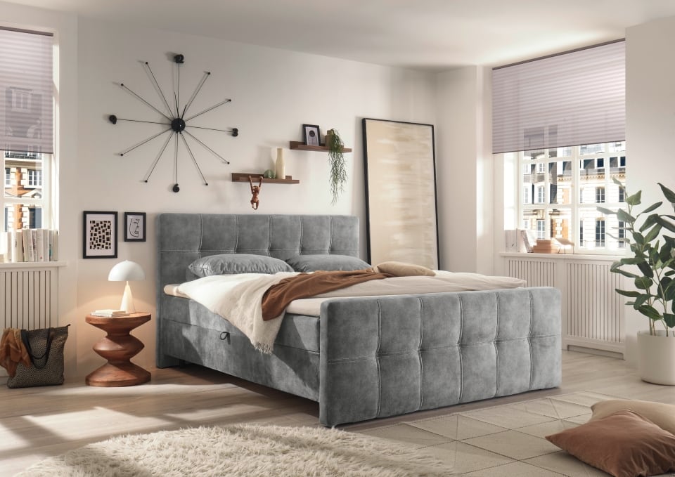 ED Exciting Design Boxbett Valetta 6 - Luxus-Mikrofaser, Tonnentaschenfederkern, HR-30 Topper, Bettkasten - H2 Härtegrad (bis 120 kg) in verschiedenen Farben erhältlich