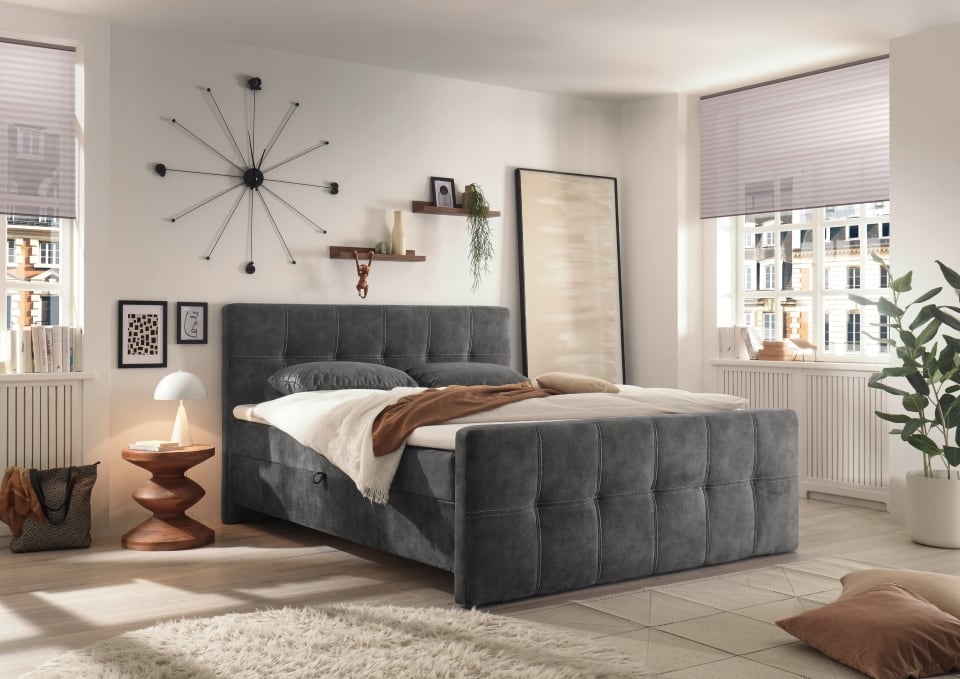 ED Exciting Design Boxbett Valetta 6 - Luxus-Mikrofaser, Tonnentaschenfederkern, HR-30 Topper, Bettkasten - H2 Härtegrad (bis 120 kg) in verschiedenen Farben erhältlich