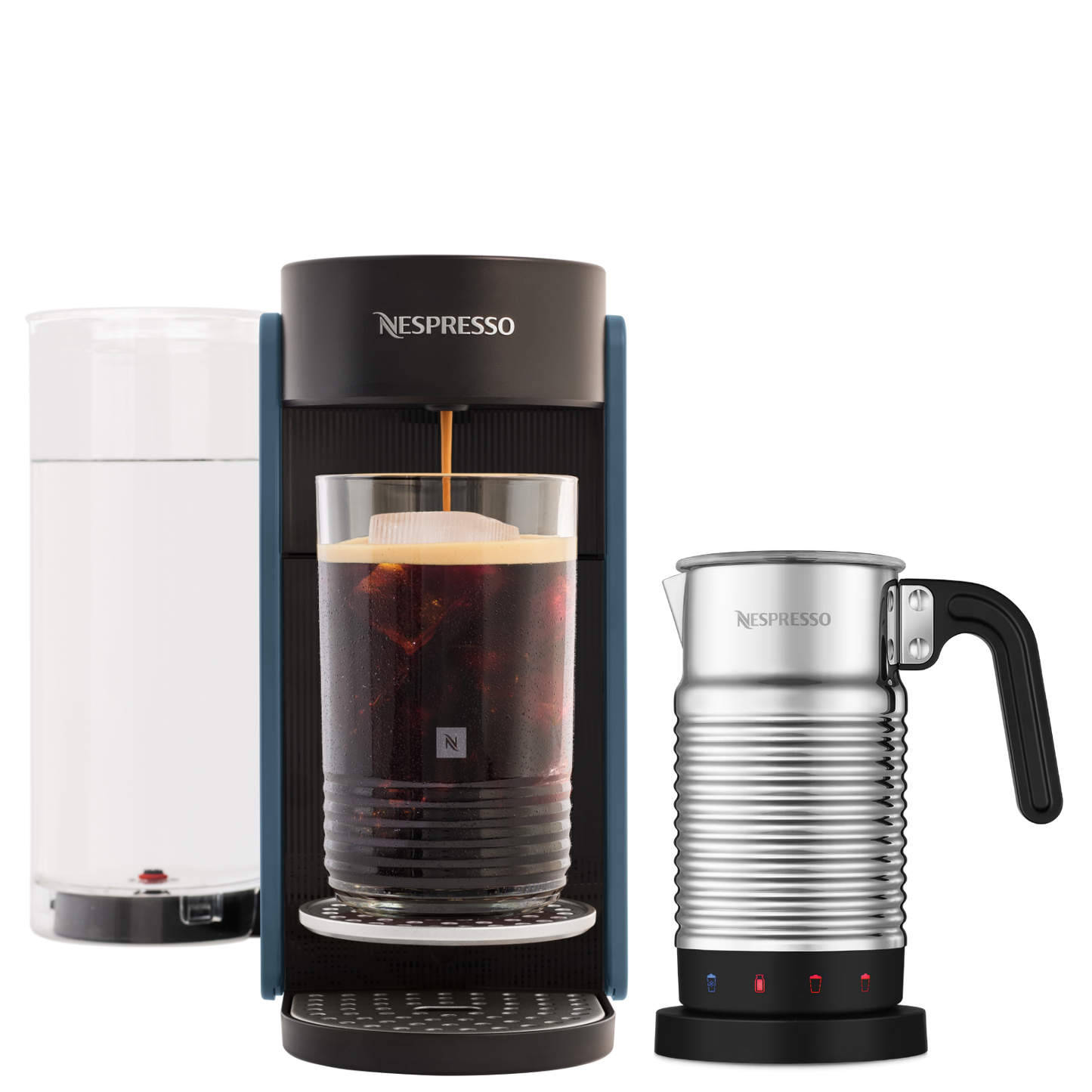 Nespresso VERTUO UP Ocean Blue & Aeroccino4 Vertuo Kaffeemaschine