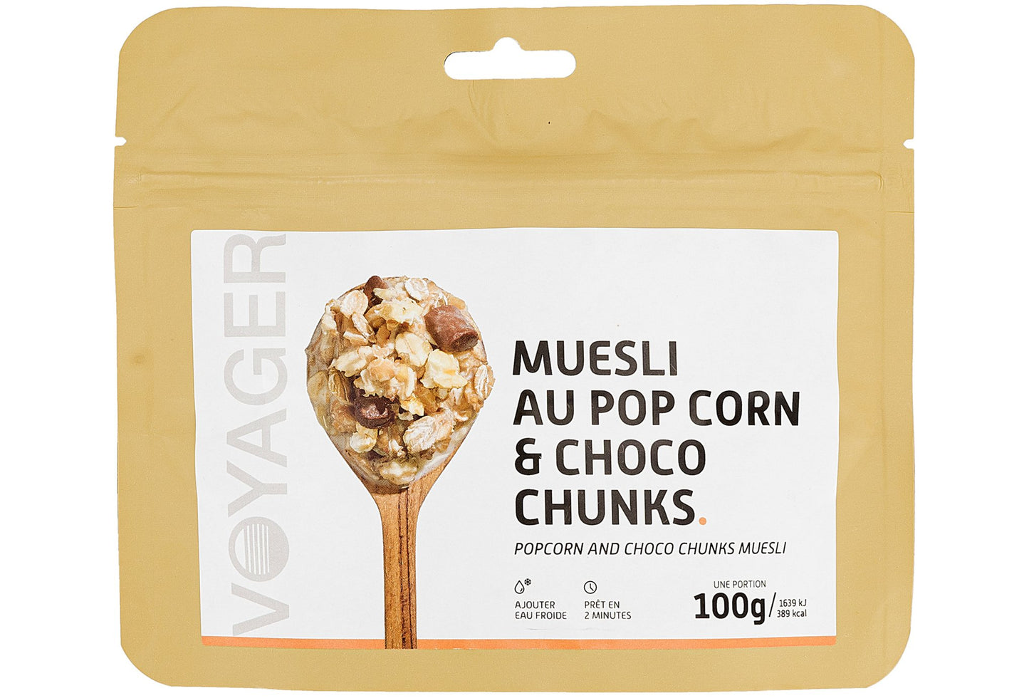 Müsli mit Popcorn und Schokostückchen